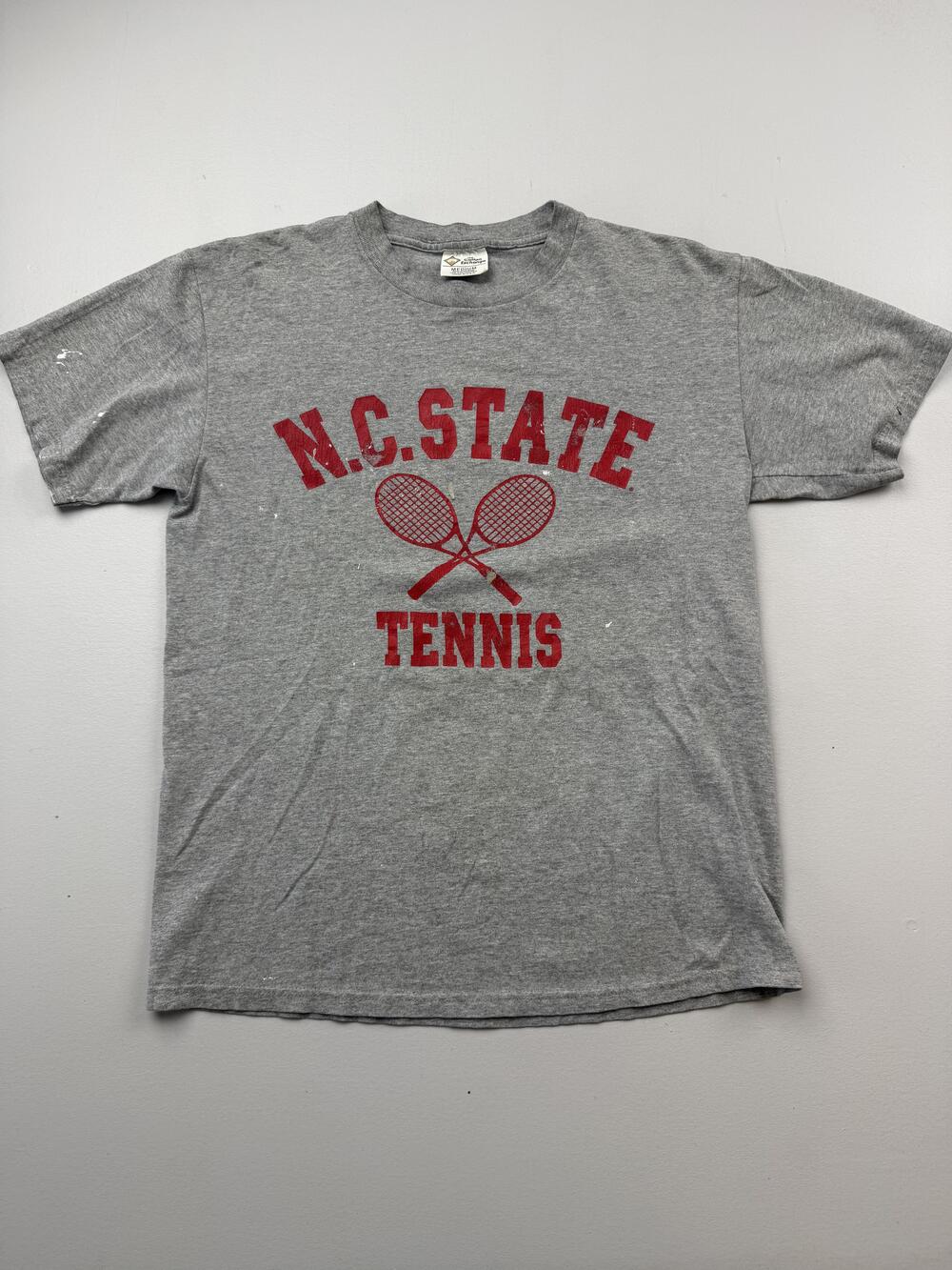 Vintage NC State Wolfpack Shirt Mens Medium Gray NCAA Tennis Cotton Exchange USA